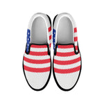 Knitted American Flag Print Black Slip On Shoes