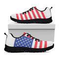 Knitted American Flag Print Black Running Shoes