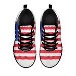 Knitted American Flag Print Black Sneakers