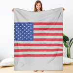 Knitted American Flag Print Blanket