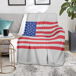 Knitted American Flag Print Blanket