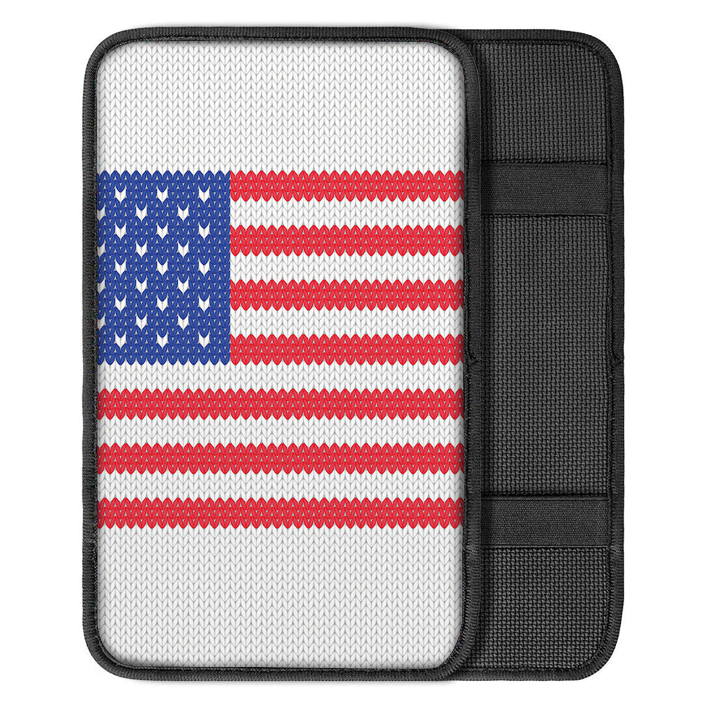 Knitted American Flag Print Car Center Console Cover