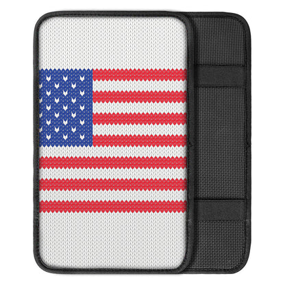 Knitted American Flag Print Car Center Console Cover
