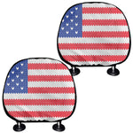 Knitted American Flag Print Car Headrest Covers