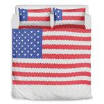 Knitted American Flag Print Duvet Cover Bedding Set