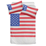 Knitted American Flag Print Duvet Cover Bedding Set