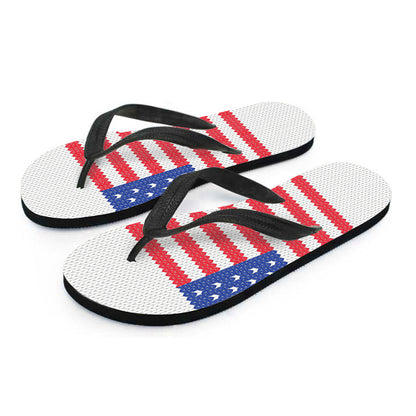 Knitted American Flag Print Flip Flops