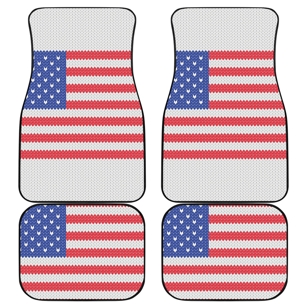 Knitted American Flag Print Front and Back Car Floor Mats