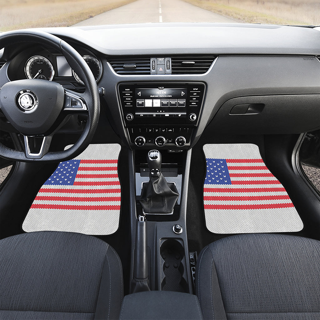 Knitted American Flag Print Front and Back Car Floor Mats