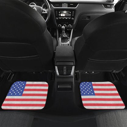 Knitted American Flag Print Front and Back Car Floor Mats