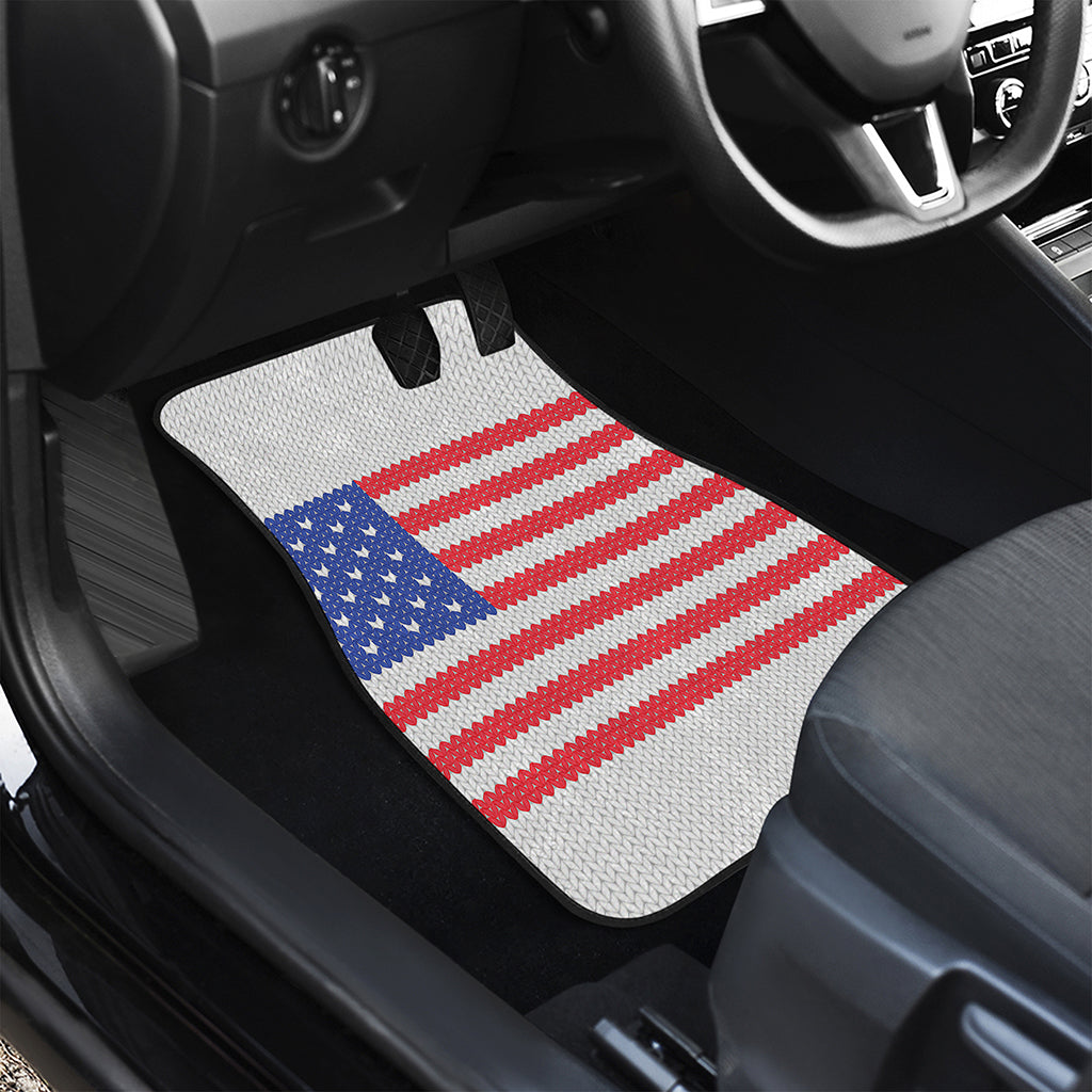 Knitted American Flag Print Front and Back Car Floor Mats