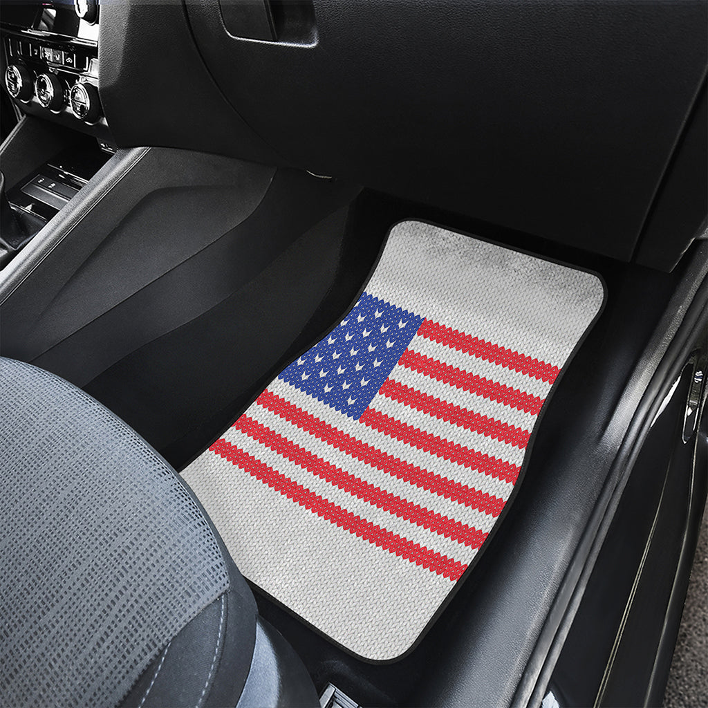 Knitted American Flag Print Front and Back Car Floor Mats