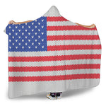 Knitted American Flag Print Hooded Blanket