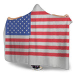 Knitted American Flag Print Hooded Blanket