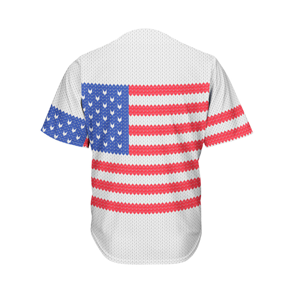 Knitted American Flag Print Men's Baseball Jersey