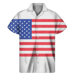Knitted American Flag Print Men's Short Sleeve Shirt