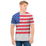 Knitted American Flag Print Men's T-Shirt