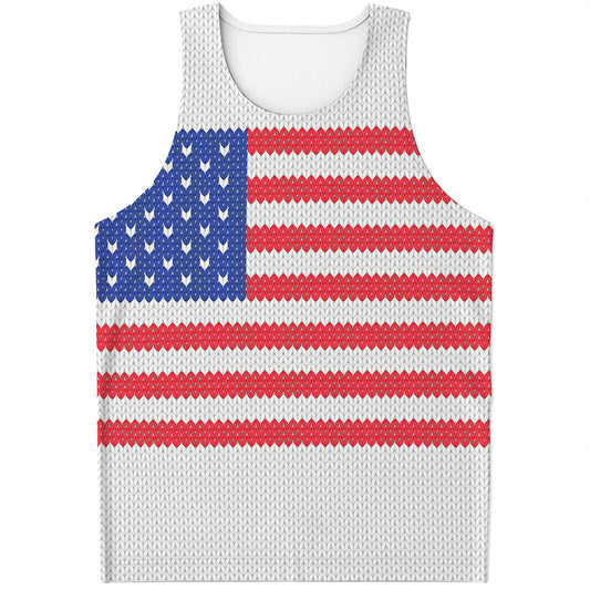 Knitted American Flag Print Men's Tank Top