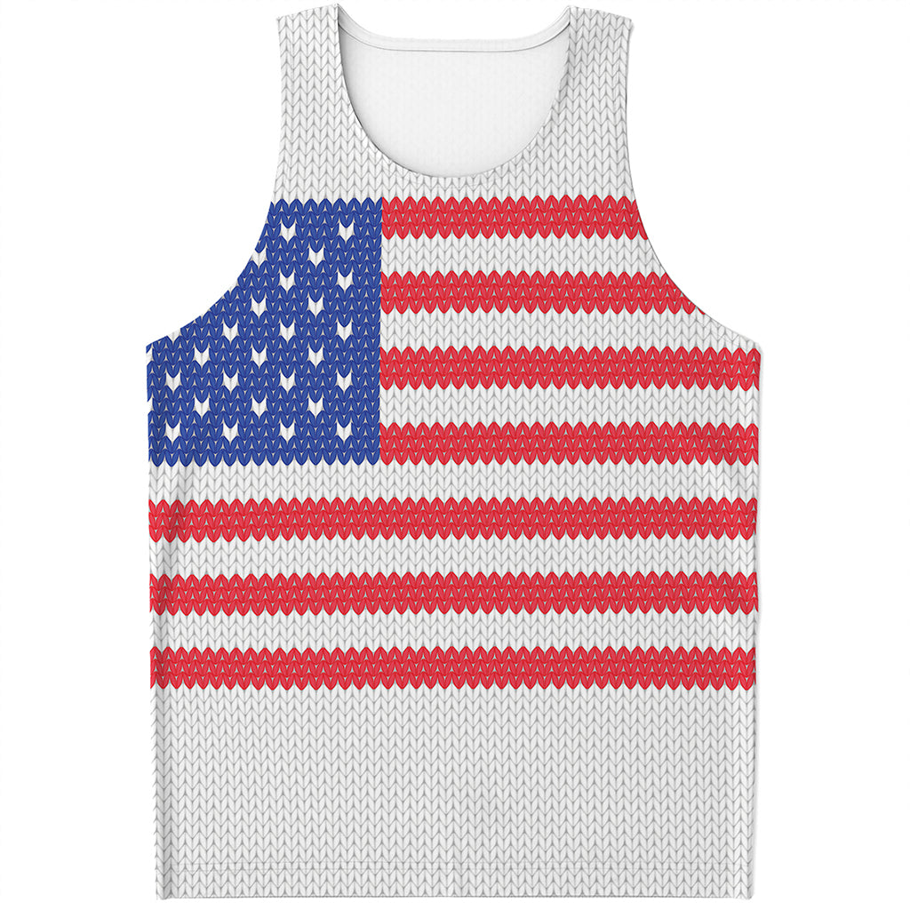 Knitted American Flag Print Men's Tank Top