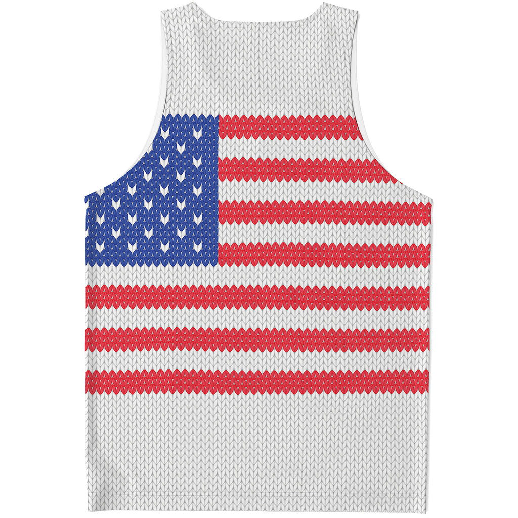 Knitted American Flag Print Men's Tank Top