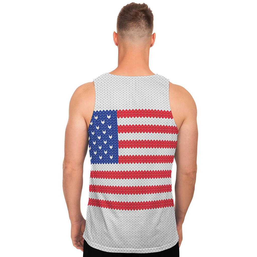 Knitted American Flag Print Men's Tank Top