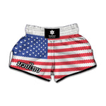 Knitted American Flag Print Muay Thai Boxing Shorts