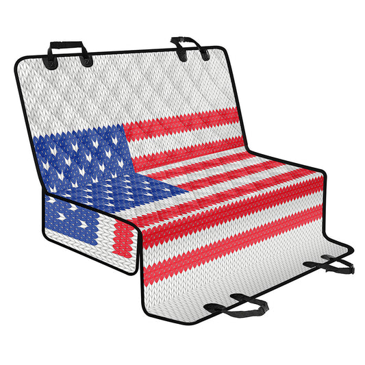 Knitted American Flag Print Pet Car Back Seat Cover