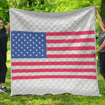 Knitted American Flag Print Quilt