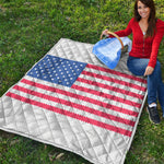 Knitted American Flag Print Quilt