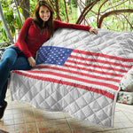 Knitted American Flag Print Quilt