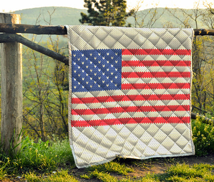 Knitted American Flag Print Quilt
