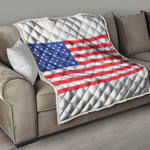Knitted American Flag Print Quilt