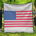 Knitted American Flag Print Quilt