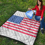 Knitted American Flag Print Quilt
