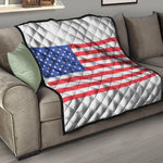 Knitted American Flag Print Quilt