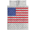 Knitted American Flag Print Quilt Bed Set