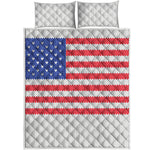 Knitted American Flag Print Quilt Bed Set