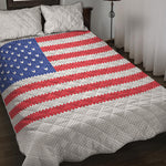 Knitted American Flag Print Quilt Bed Set