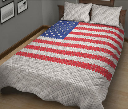 Knitted American Flag Print Quilt Bed Set