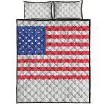 Knitted American Flag Print Quilt Bed Set