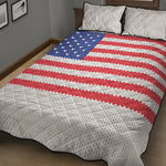 Knitted American Flag Print Quilt Bed Set