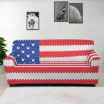 Knitted American Flag Print Sofa Cover
