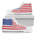 Knitted American Flag Print White High Top Sneakers