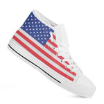 Knitted American Flag Print White High Top Shoes