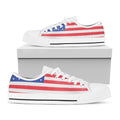 Knitted American Flag Print White Low Top Sneakers