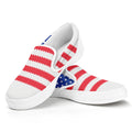 Knitted American Flag Print White Slip On Sneakers