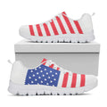 Knitted American Flag Print White Running Shoes