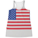 Knitted American Flag Print Women's Racerback Tank Top
