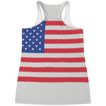 Knitted American Flag Print Women's Racerback Tank Top