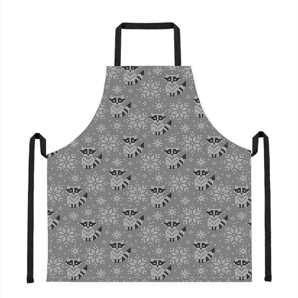 Knitted Raccoon Pattern Print Apron